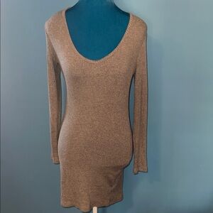 Grey Ribbed Knit Dress